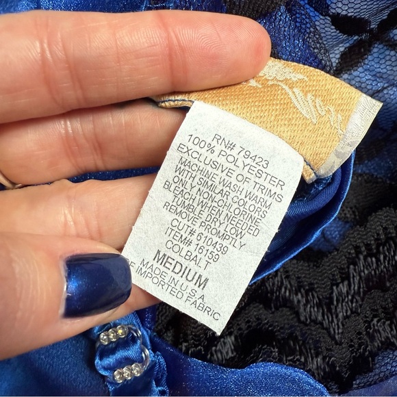 NWT Vintage 90s Cobalt Blue Lingerie Slip Dress Size 10 - Picture 11 of 11